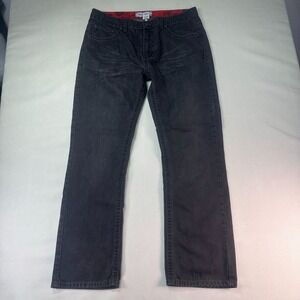Ace Of Diamond Mens 38x32 Straight Leg Jeans Dark Gray Distressed Denim